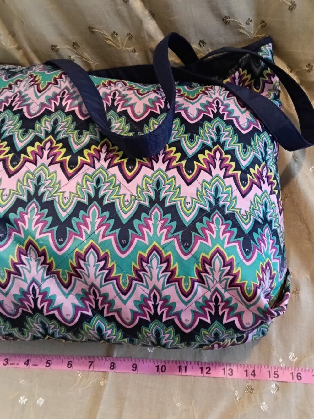 Cinda B Patterned Quilted Tote Bag - Vibrant Zigzag Chevron Print - Picture 5 of 6